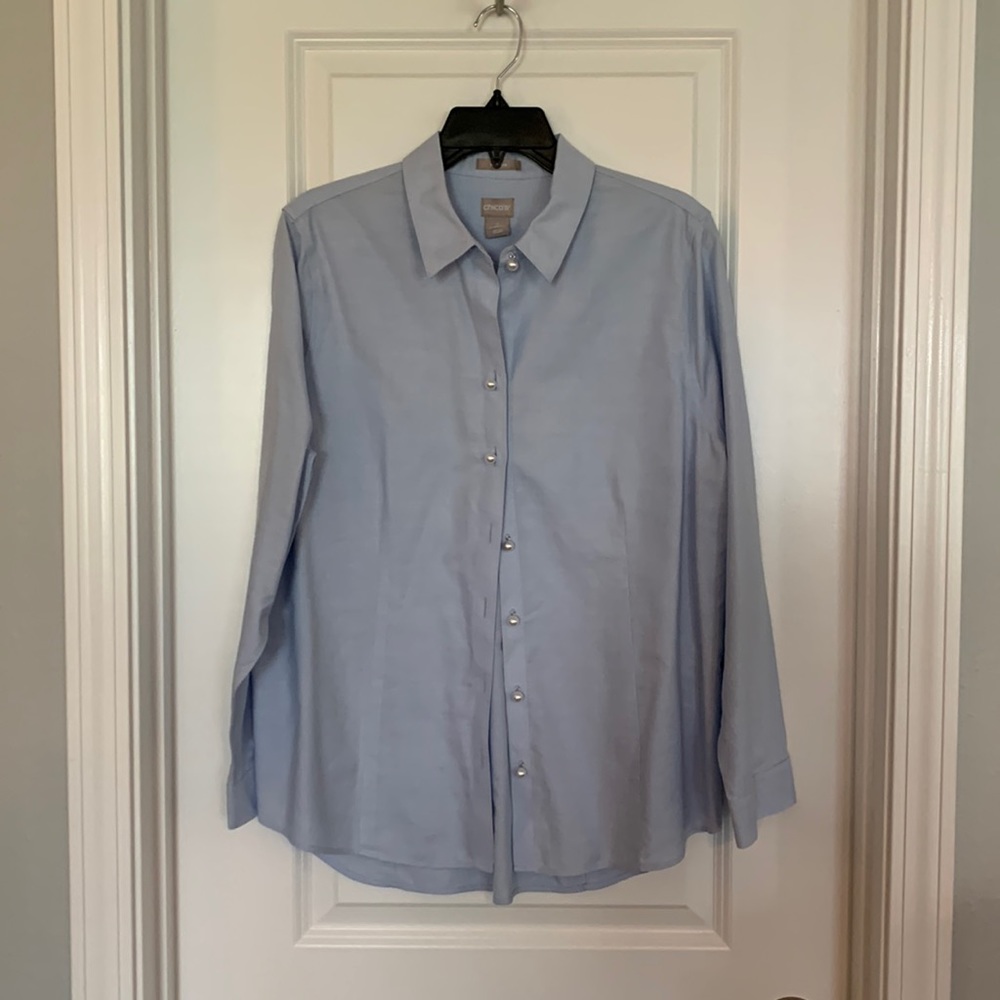 Beautiful Chico’s Blouse with Pearl Accents